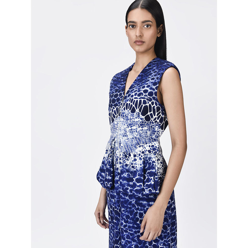 Genes Lecoanet Hemant Women's Sleeveless V Neck Textured A-Line Dress