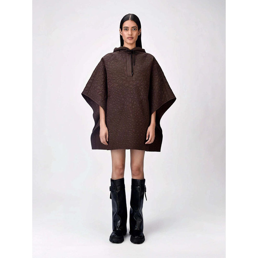 Genes Lecoanet Hemant Women's Cotton Hooded Embroidered Self Design Kimono Sleeves Top