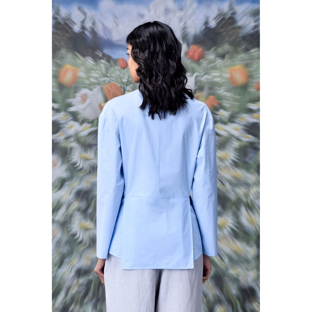 Genes Lecoanet Hemant Deconstructed Solid Shirt Light Blue