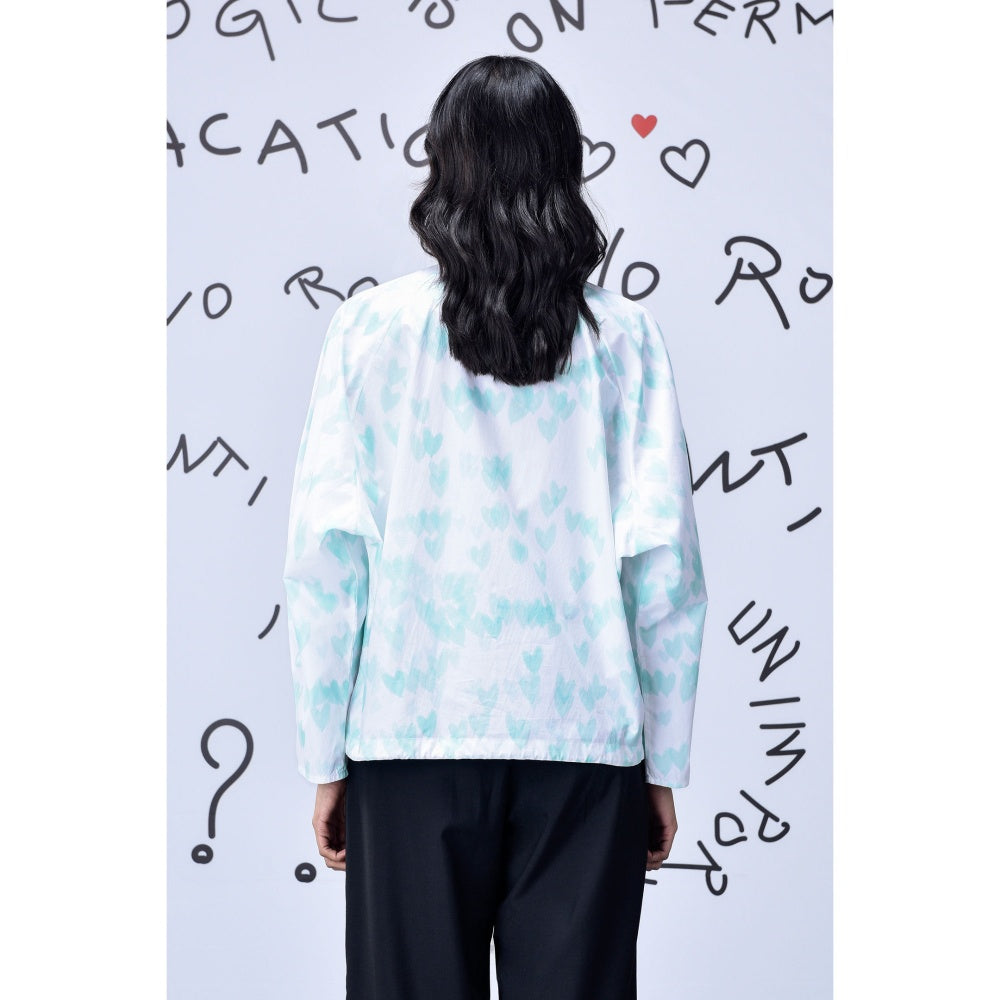 Genes Lecoanet Hemant Womens Heart Print Shirt Nile Green