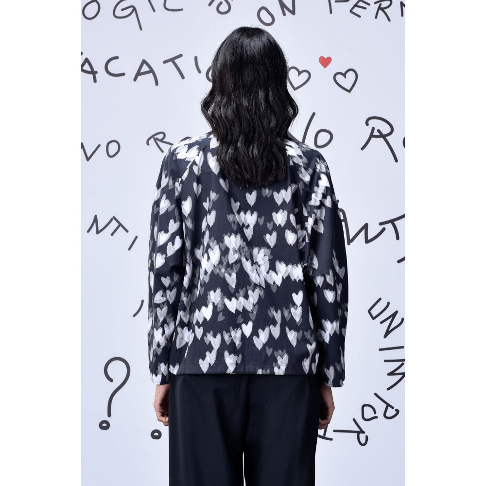 Genes Lecoanet Hemant Womens Heart Print Shirt Black