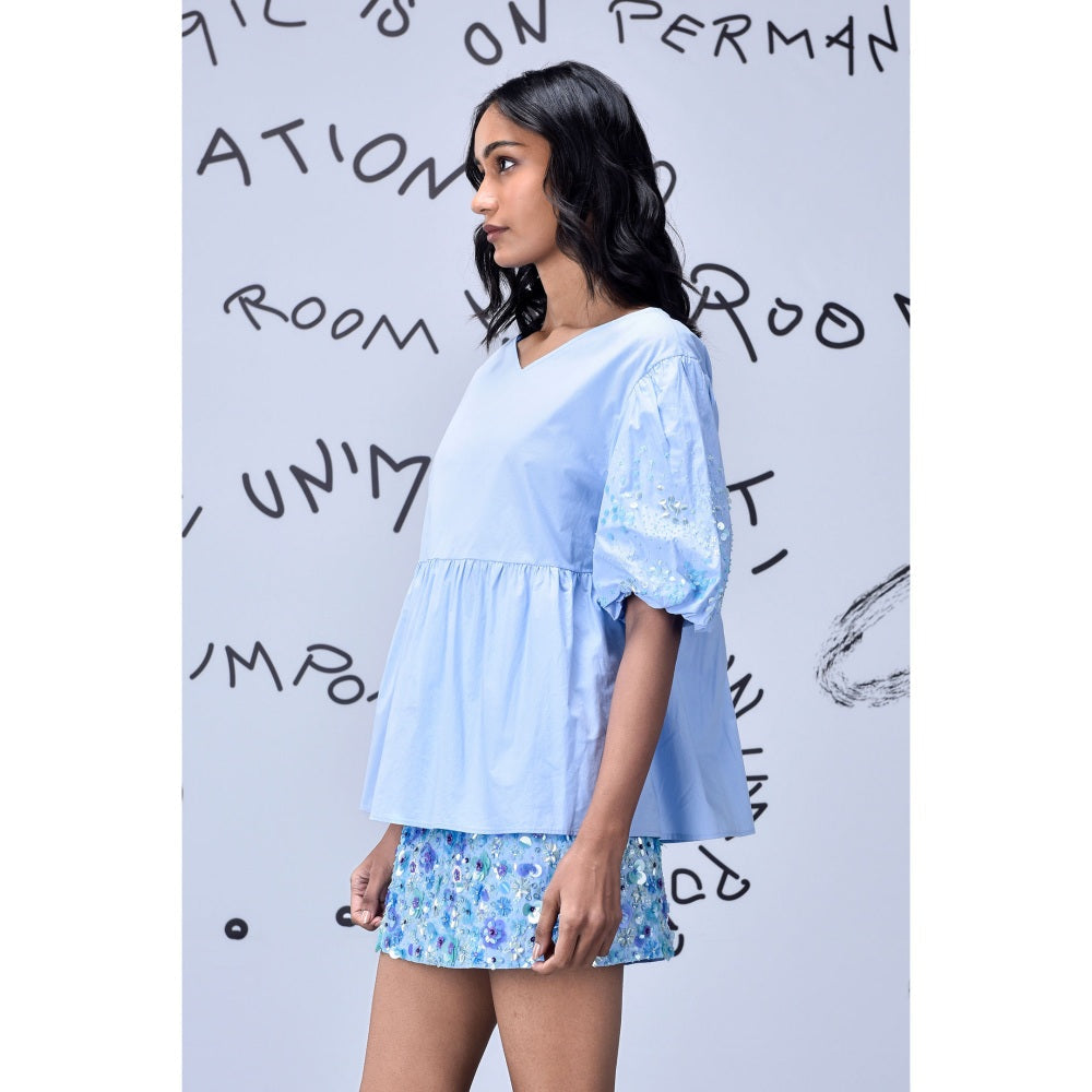 Genes Lecoanet Hemant Sequins Cape Peplum Top