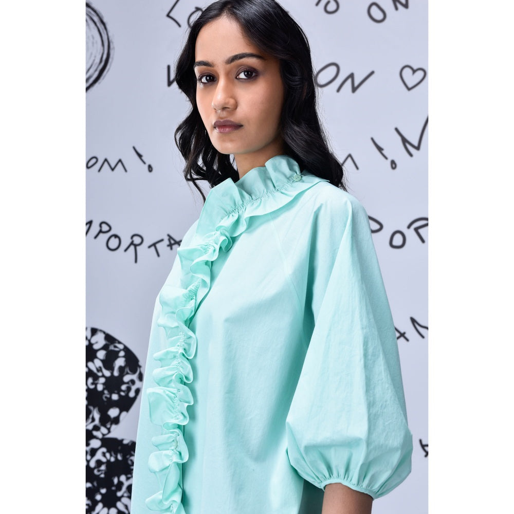 Genes Lecoanet Hemant Frill Collar Top- Nile Green