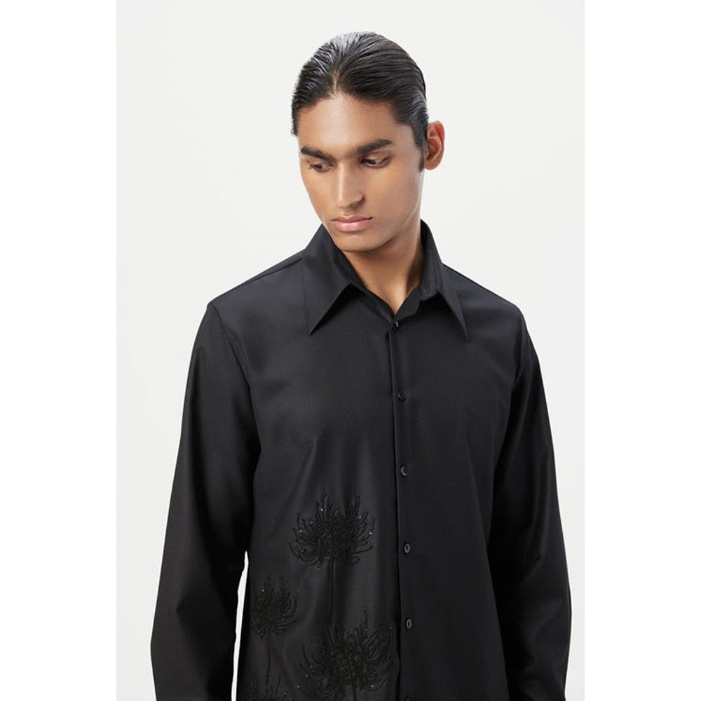 Genes Lecoanet Hemant Regular Fit Button-Up Shirt With Beads Embroidery Placement