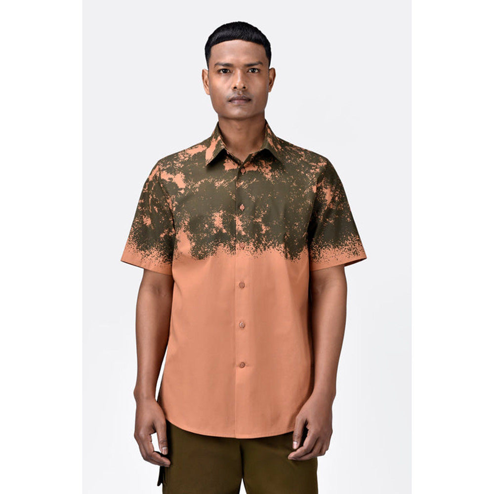 Genes Lecoanet Hemant Regular Fit Cotton Poplin Half Sleeve Shirt With Canopy Print