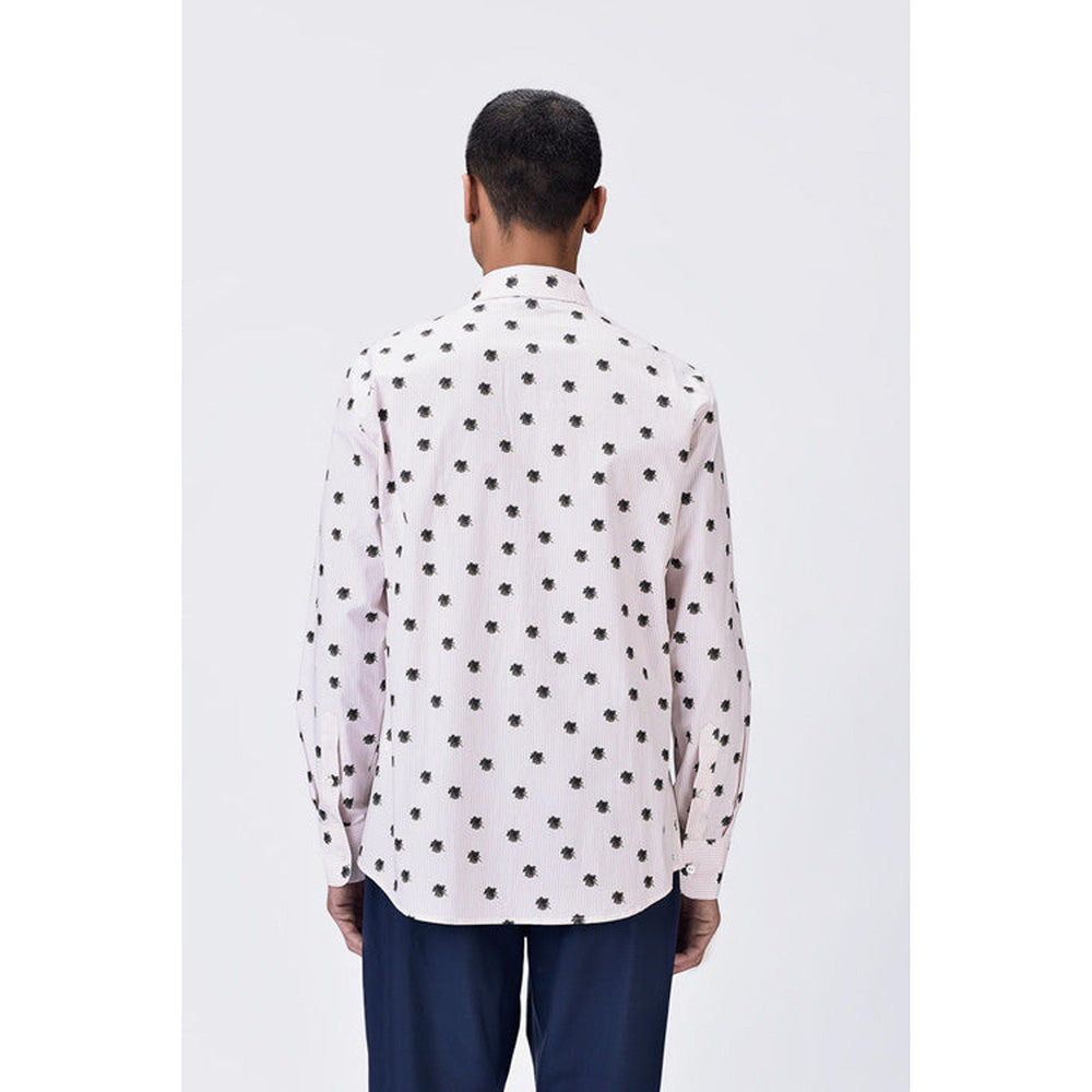 Genes Lecoanet Hemant Button-Up Shirt With Uv Flower Print - Pink Stripe