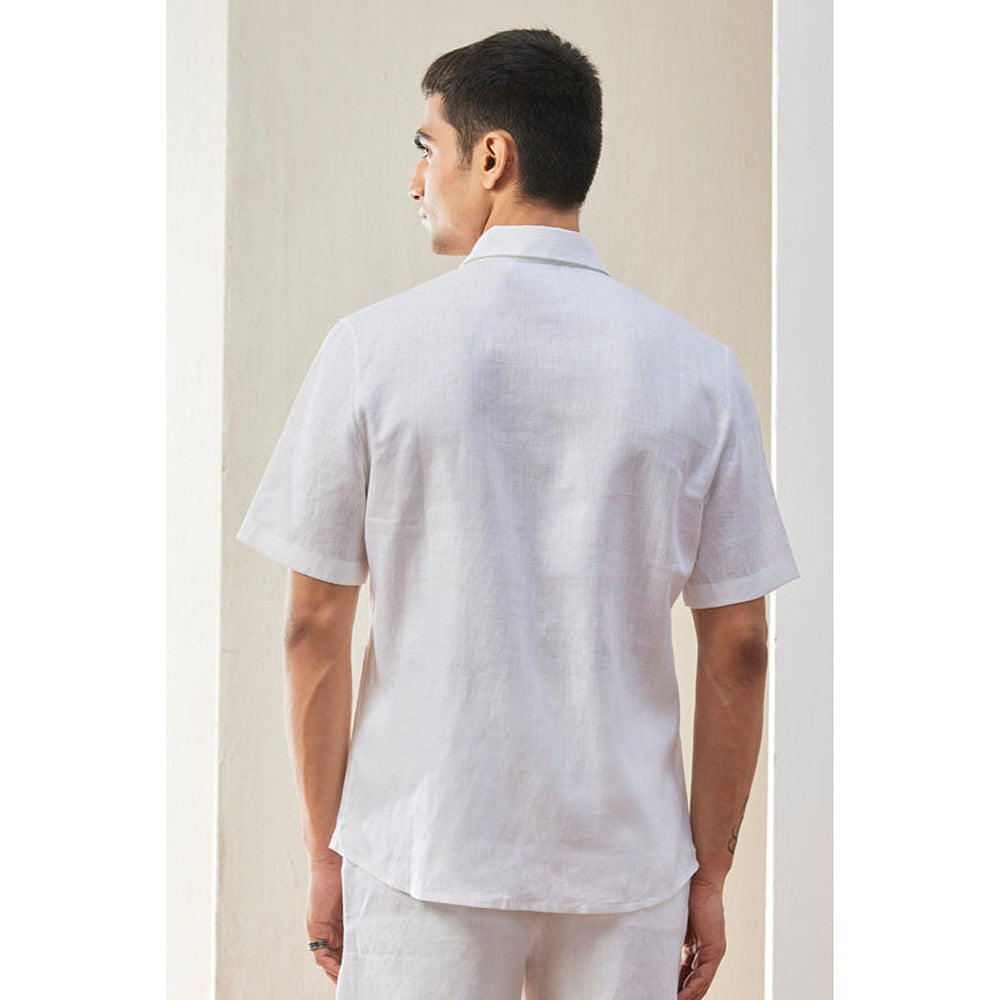 Genes Lecoanet Hemant Mens Half Sleeve Shirt With Tonal Signature Details