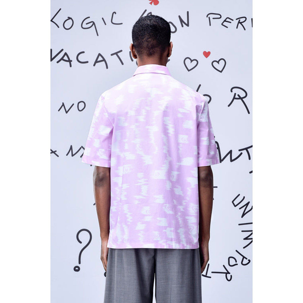 Genes Lecoanet Hemant Ikat Check Print Regular Fit Shirt - Smoothie Lavender