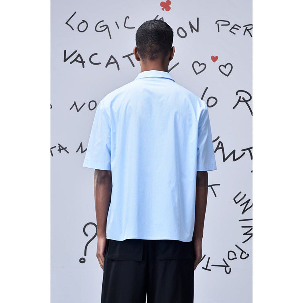 Genes Lecoanet Hemant Rabbit Print Cotton Relax Fit Shirt - Light Blue