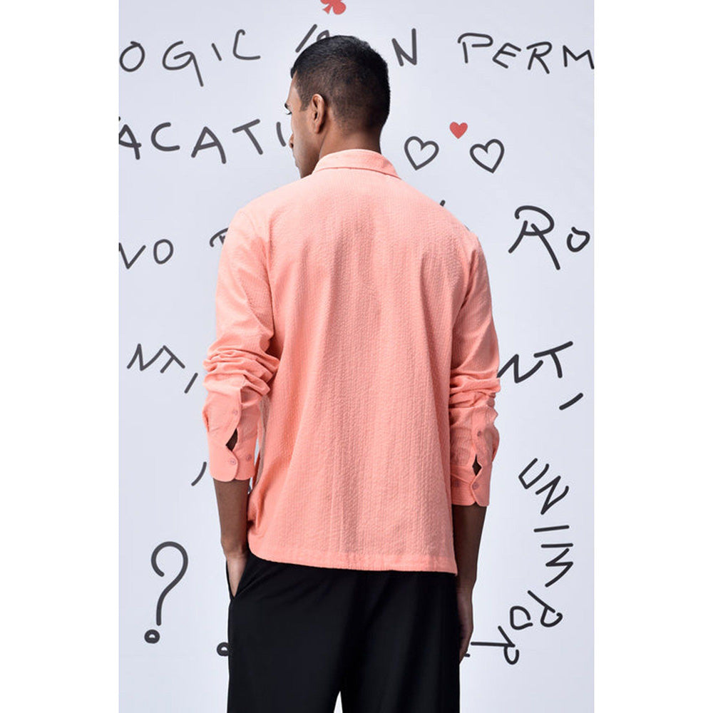 Genes Lecoanet Hemant Drawstring Regular Fit Shirt-Coral Peach