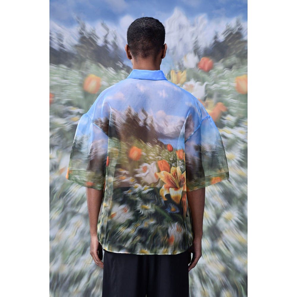 Genes Lecoanet Hemant Organza Garden Print Oversized Shirt