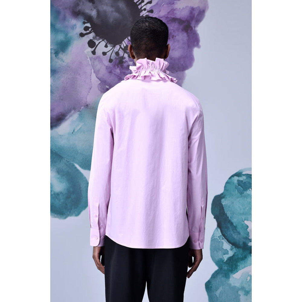 Genes Lecoanet Hemant Detachable Ruffle Collar Regular Fit Shirt- Smoothie Pink