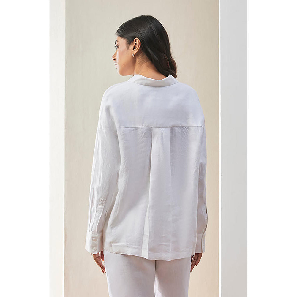 Genes Lecoanet Hemant White Linen Shirt With Wide Cuff