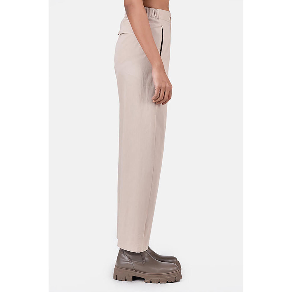 Genes Lecoanet Hemant Straight Fit Trousers With Detailed Construction Sand