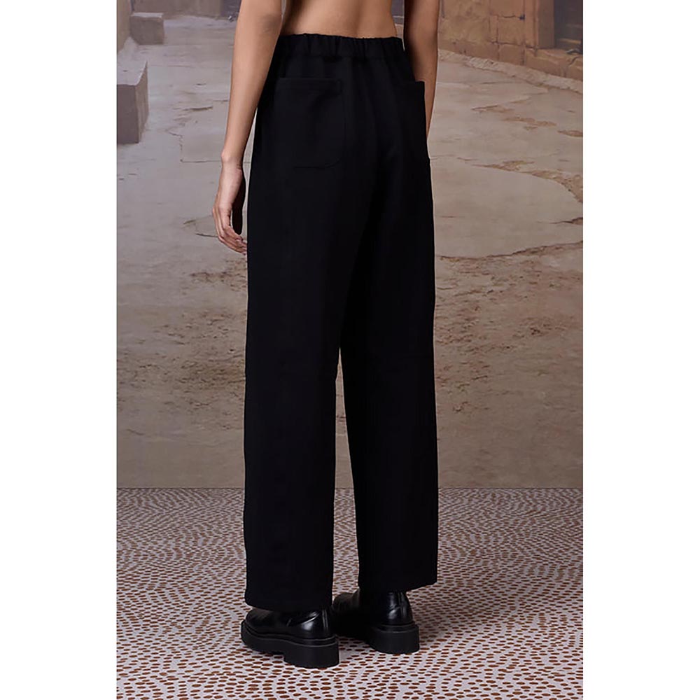 Genes Lecoanet Hemant Black Textured Poly Lycra Straight-Leg Trousers