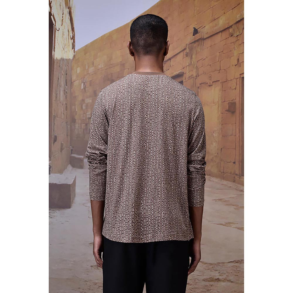 Genes Lecoanet Hemant Warm Beige Micro Pattern T-Shirt
