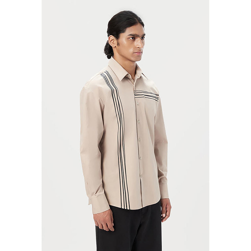 Genes Lecointe Hemant Relaxed Fit Button-Up Shirt with Drop Shoulder