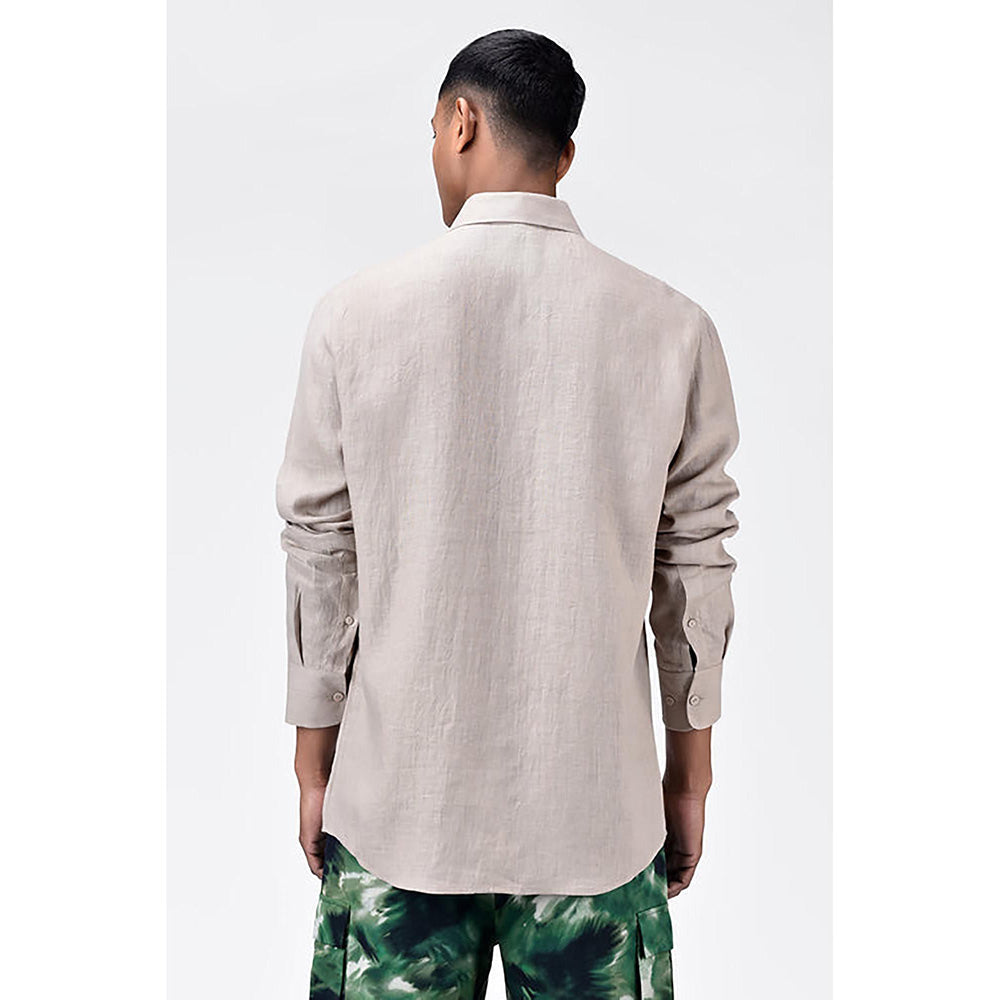 Genes Lecointe Hemant Sand Light Linen Regular Fit Button-Up Shirt