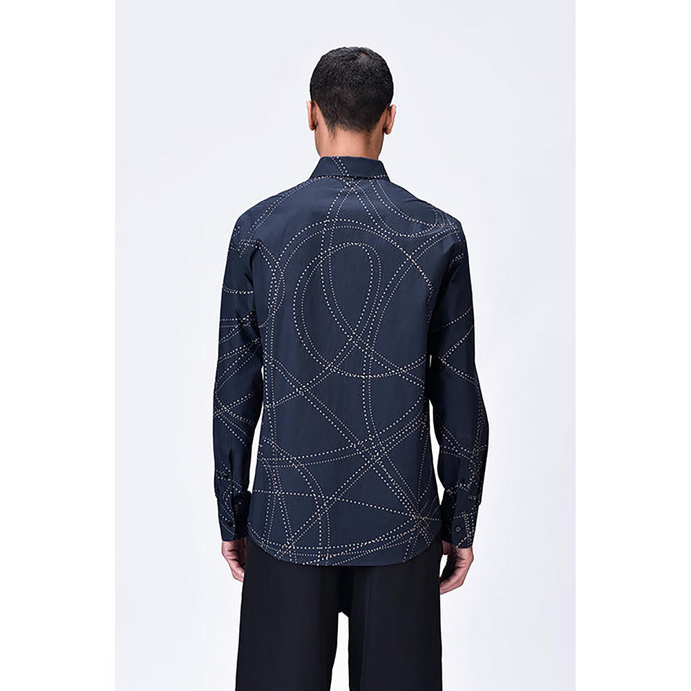 Genes Lecointe Hemant Black Giza Cotton Shirt With Dotted Aurora Print