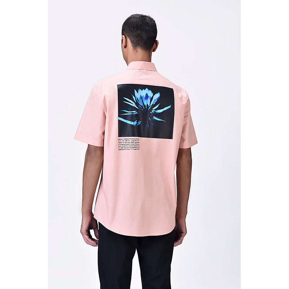 Genes Lecointe Hemant Melon Pink Giza Shirt With Uv Flower Sticker