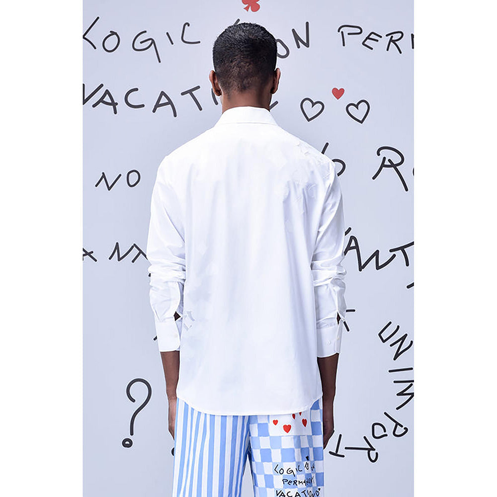 Genes Lecointe Hemant Card Cut-Out Regular Fit Shirt- White