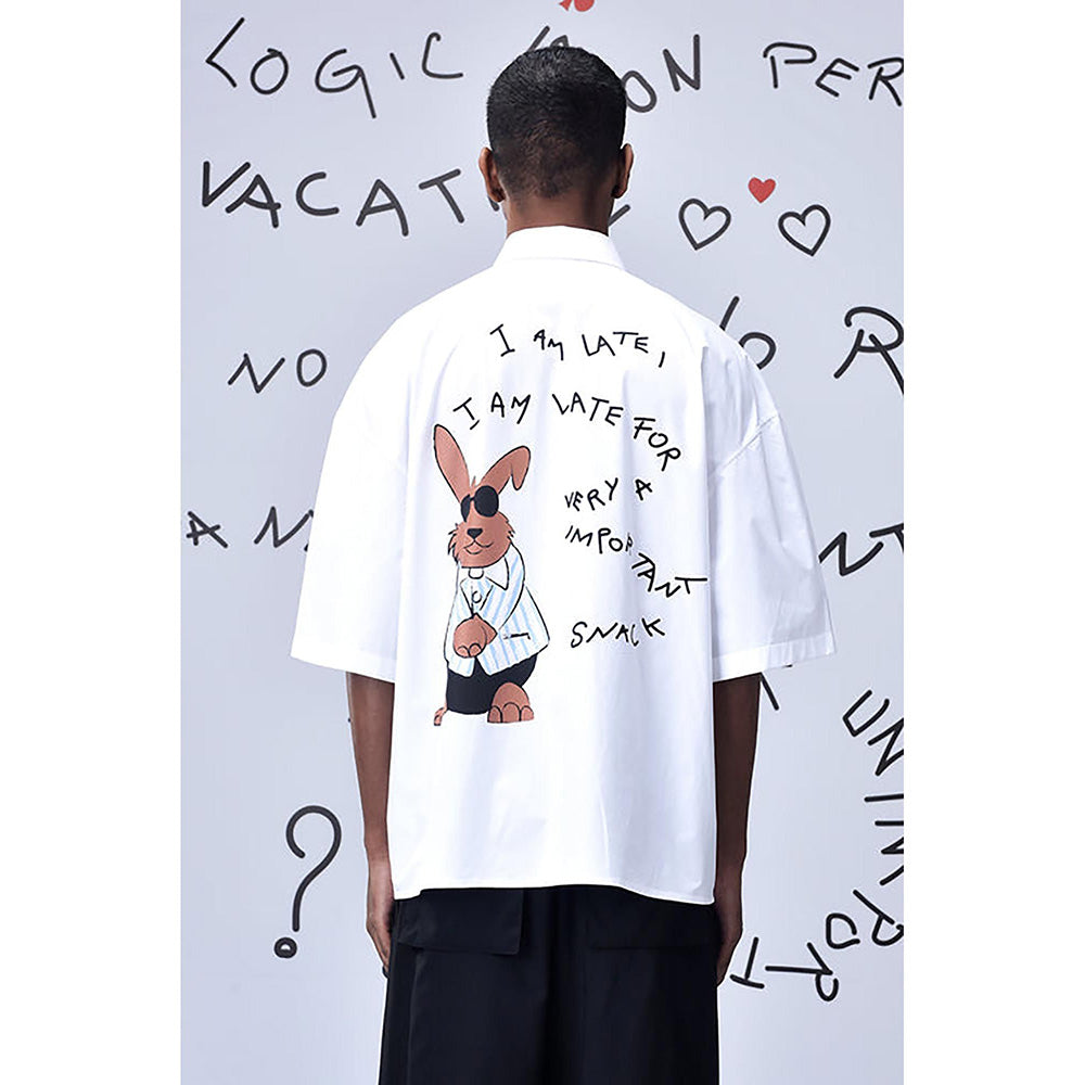 Genes Lecointe Hemant Cotton Rabbit Sticker Oversized Shirt