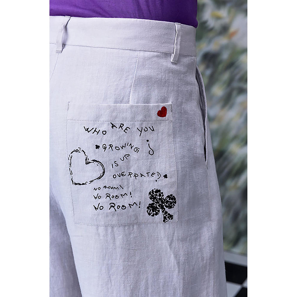 Genes Lecointe Hemant Pearl Grey Linen Trousers