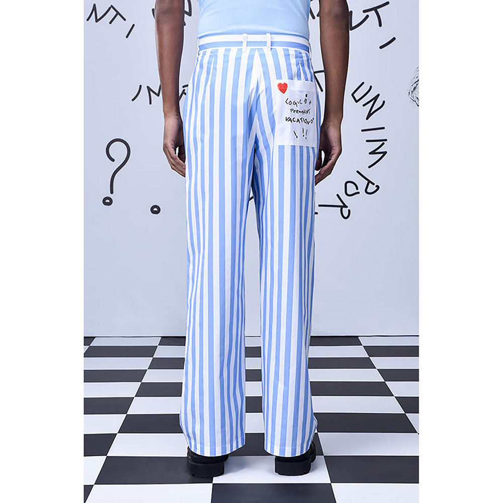 Genes Lecointe Hemant Chess Board Striped Relaxed Fit Trousers