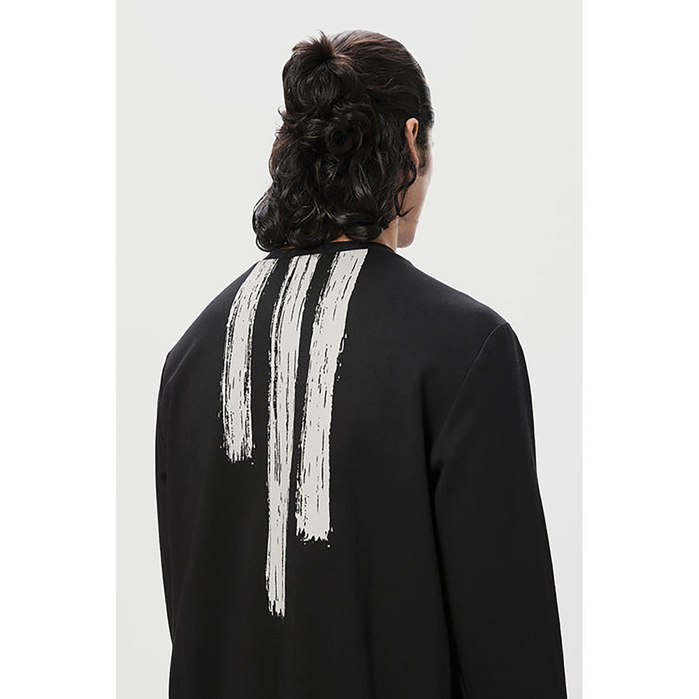 Genes Lecointe Hemant Classic Fit Sweatshirt With Brushed Logo Print Placement- Black