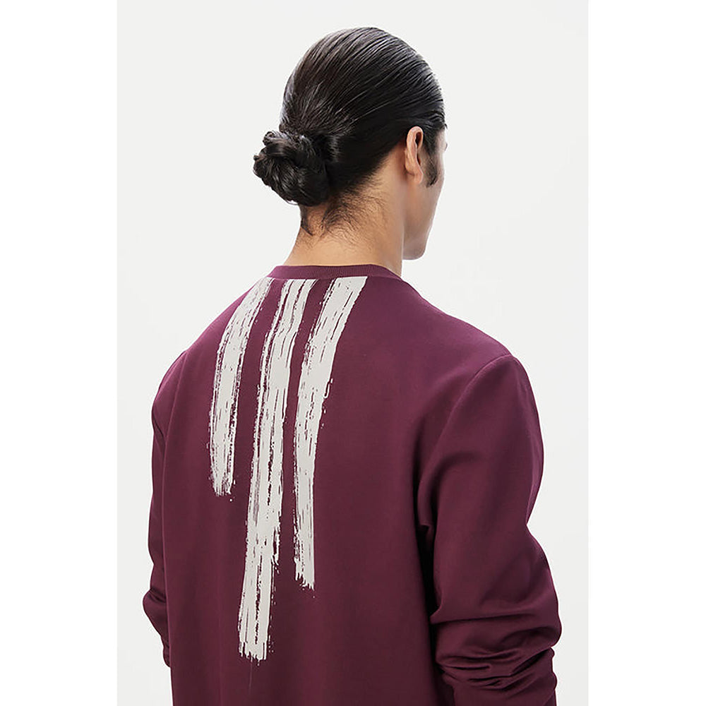 Genes Lecointe Hemant Classic Fit Sweatshirt With Brushed Logo Print Placement- Wine