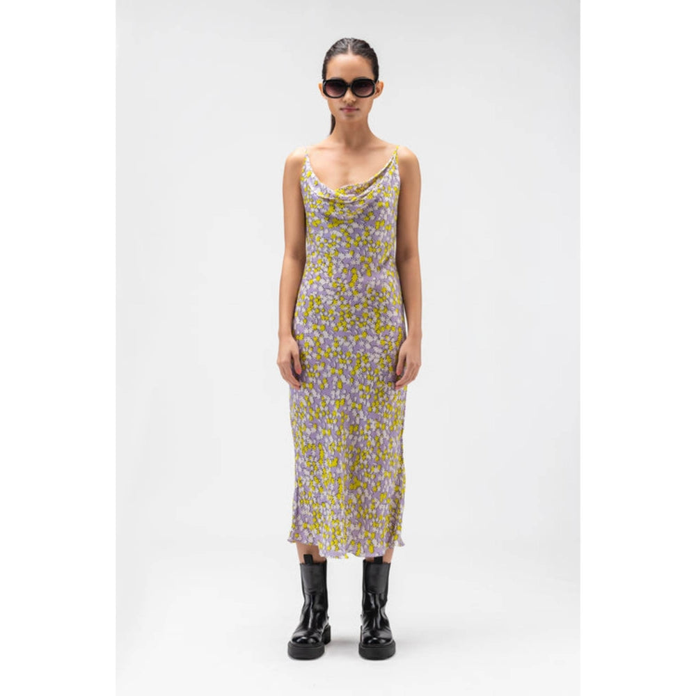 Genes Lecoanet Hemant Floral Collage Satin Slip Dress