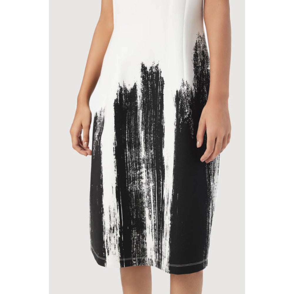 Genes Lecoanet Hemant Slim Fit Round Neck Dress With Brush Stroke Print