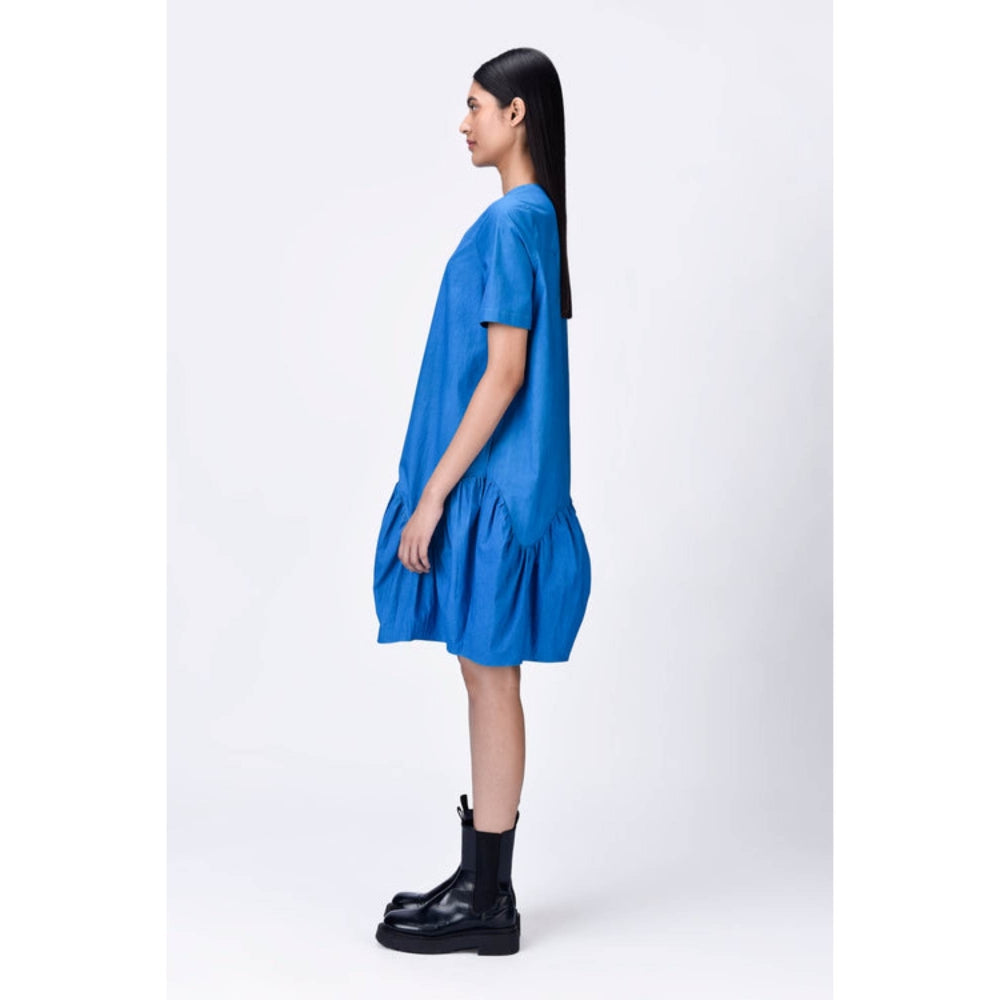 Genes Lecoanet Hemant Relaxed Fit Dress With Gathered Panel - Azure Blue