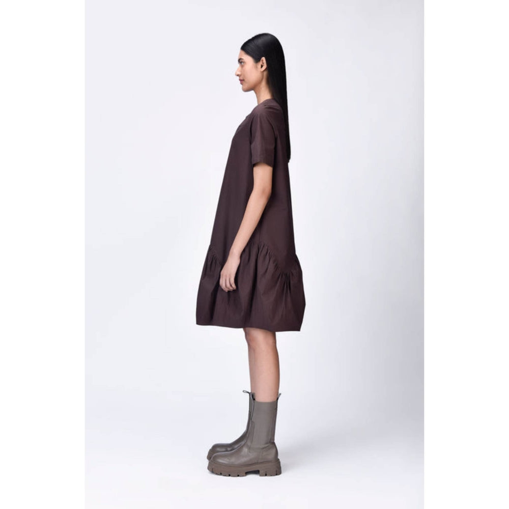 Genes Lecoanet Hemant Relaxed Fit Dress With Gathered Panel - Brown