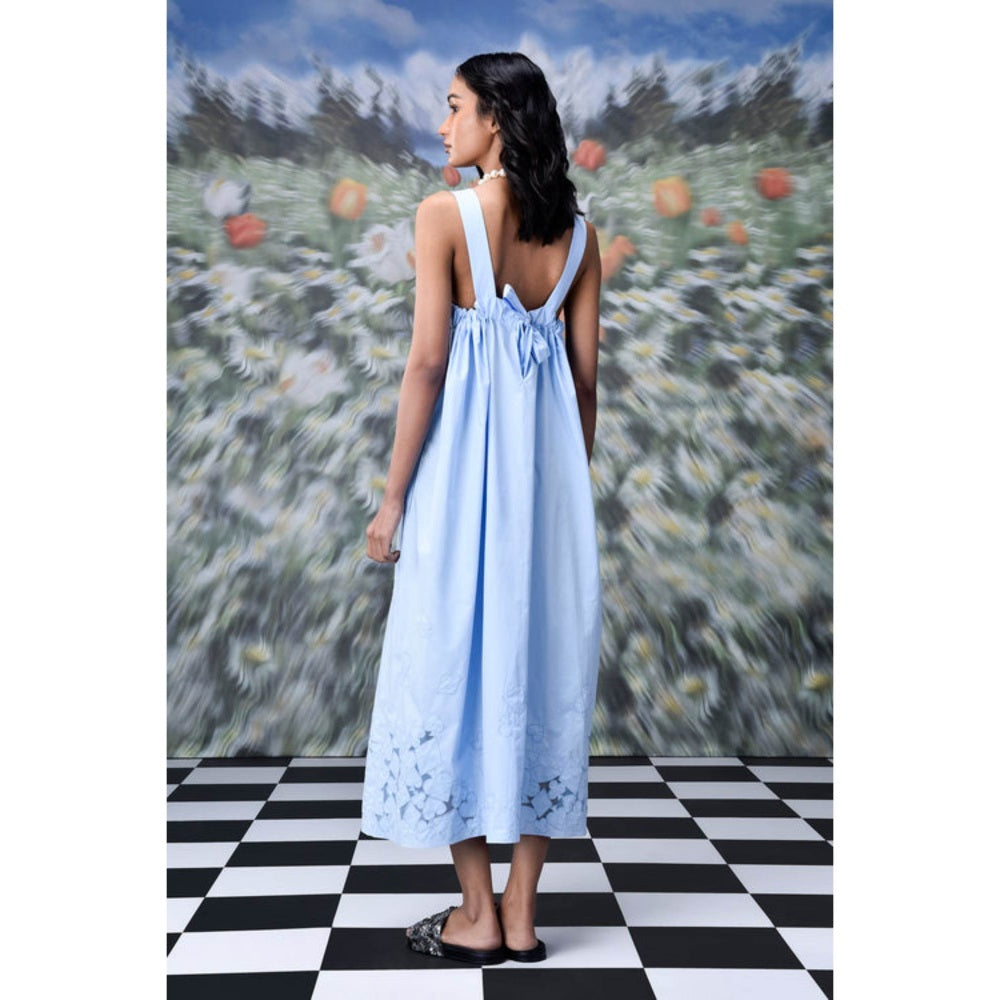 Genes Lecoanet Hemant Playing Card Maxi A-Line Dress- Light Blue
