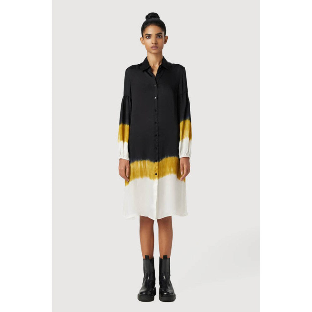 Genes Lecoanet Hemant Easy Fit Band Collar Shirt-Dress With Pleated Sleeves