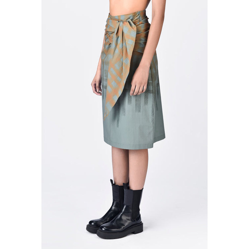 Genes Lecoanet Hemant Multi-Color Cotton Poplin Abstract Midi Skirt