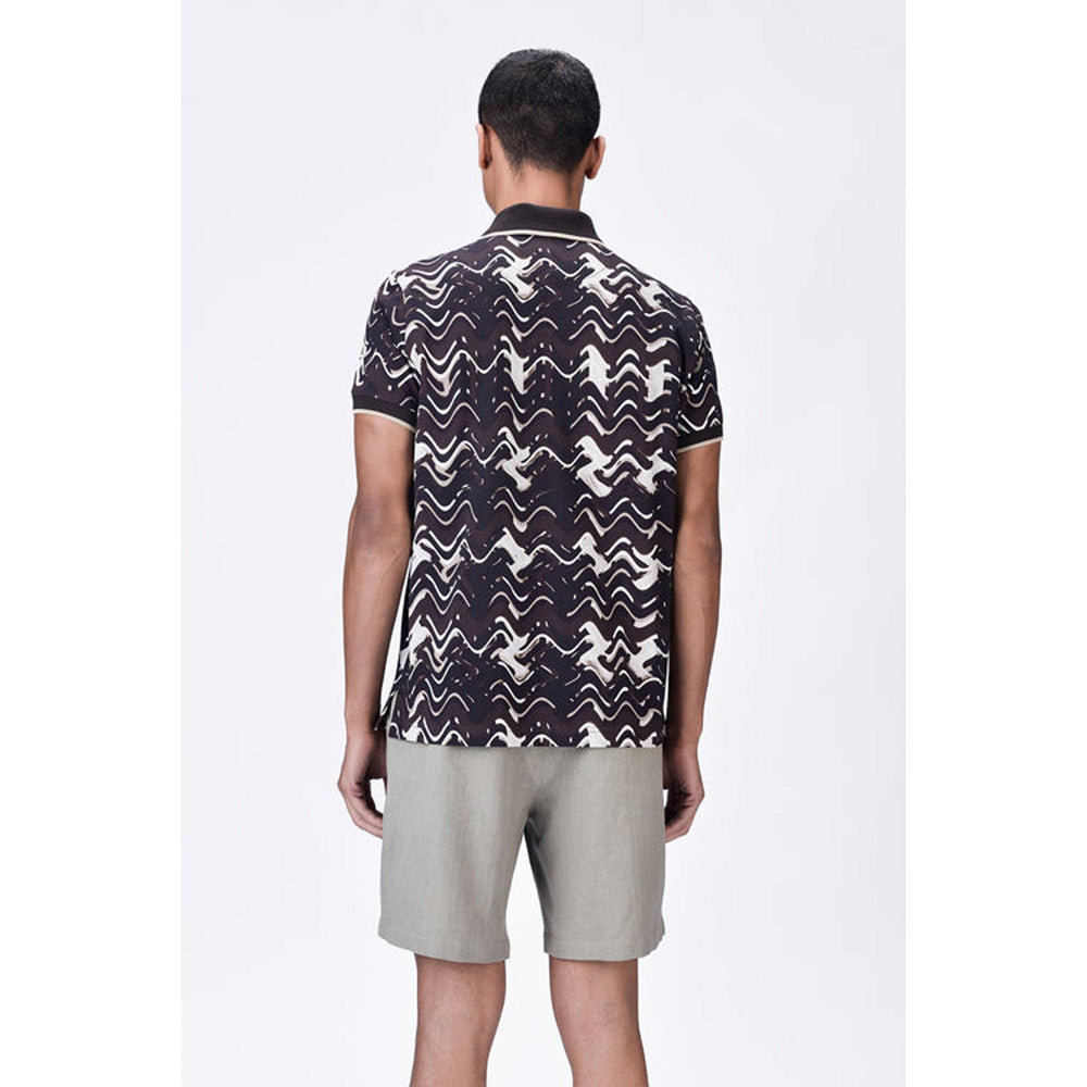 Genes Lecoanet Hemant Regular Fit Polo T-Shirt With Solar Wave Check Print