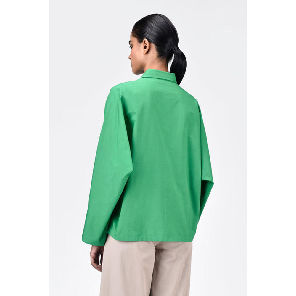 Genes Lecoanet Hemant Cotton Poplin Oversized Shirt With Batwing Sleeves Spring Green