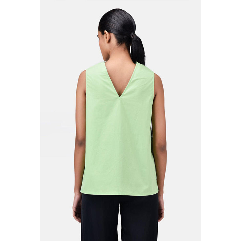 Genes Lecoanet Hemant A-Line Sleeveless V-Neck Top-Mint Green