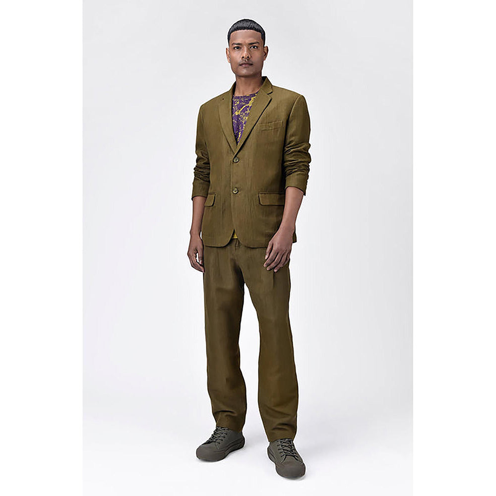 Genes Lecoanet Hemant Men'S Regular Fit Two-Button Jacket-Khaki