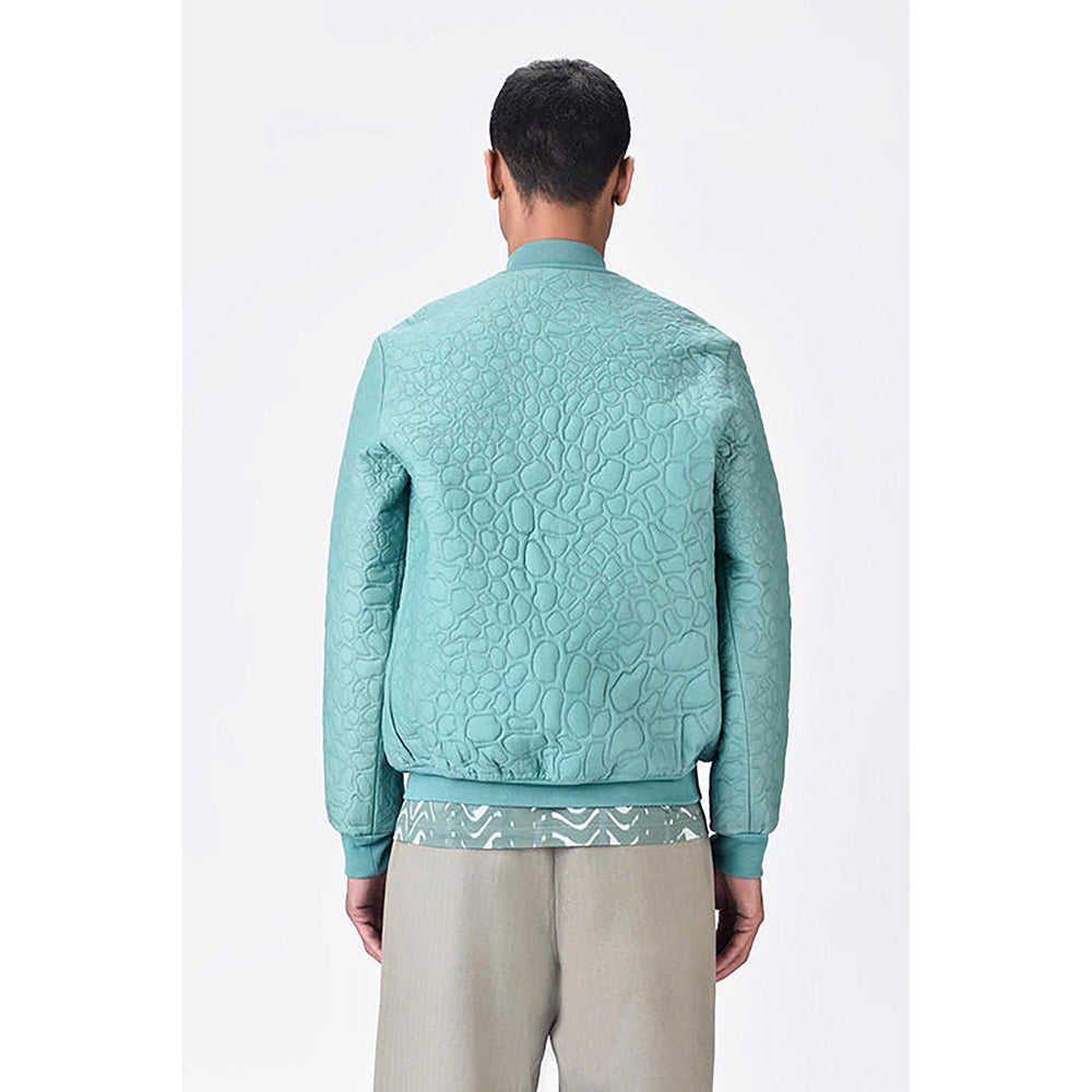 Genes Lecoanet Hemant Green Silk Textured Bomber Jacket