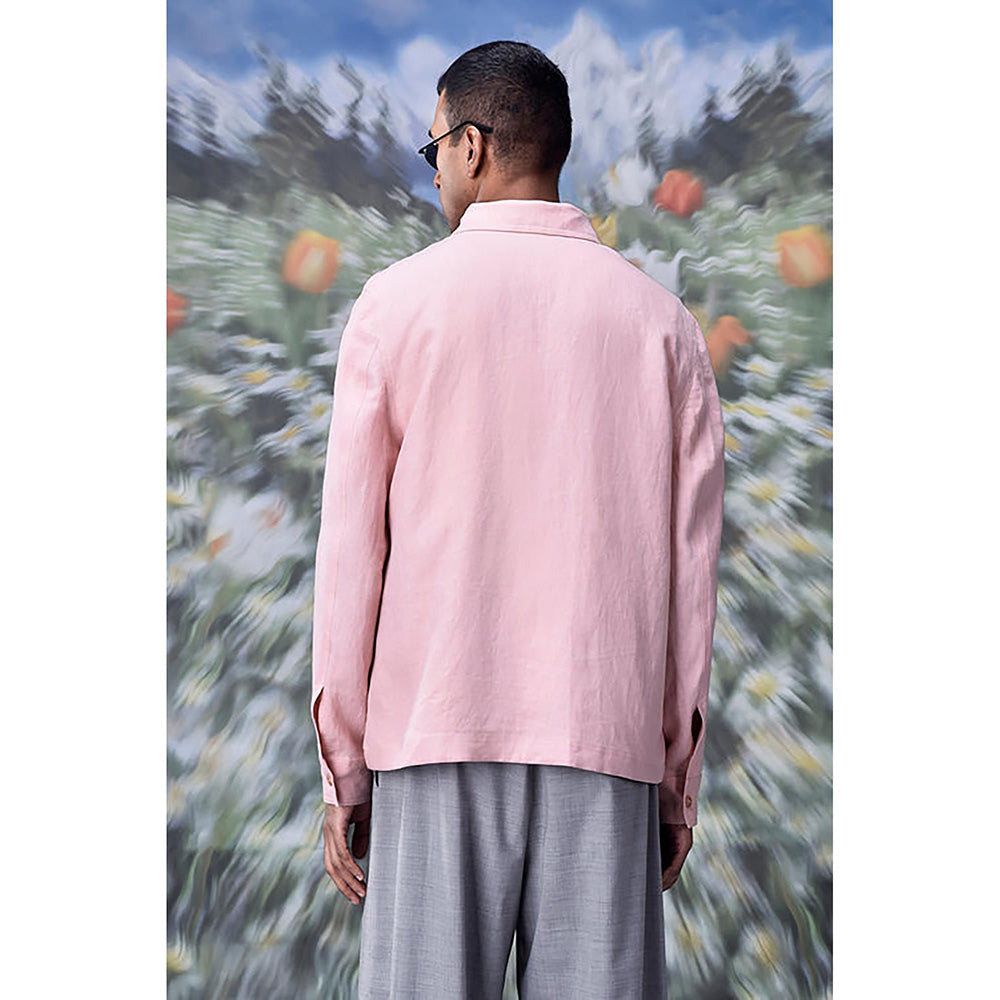 Genes Lecoanet Hemant Pink Linen Solid/Plain Jacket