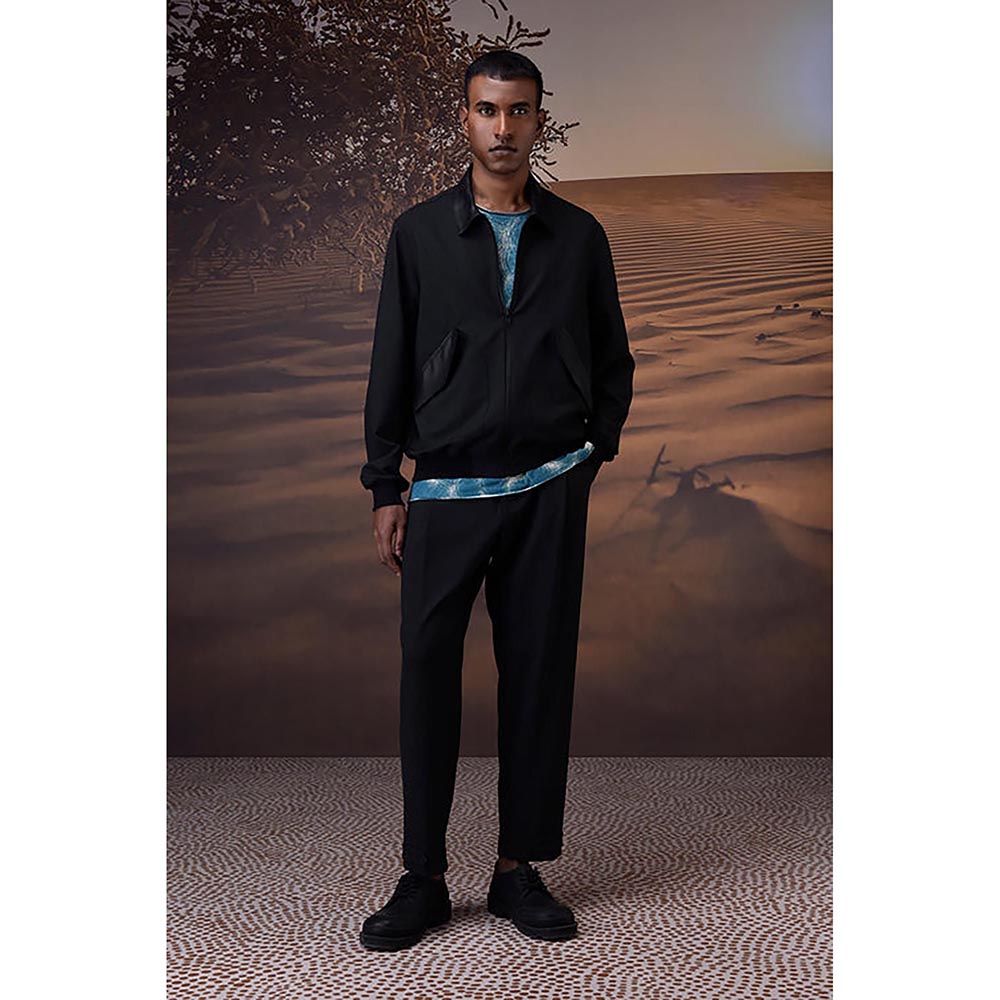 Genes Lecoanet Hemant Charcoal Poly Viscose Check Bomber