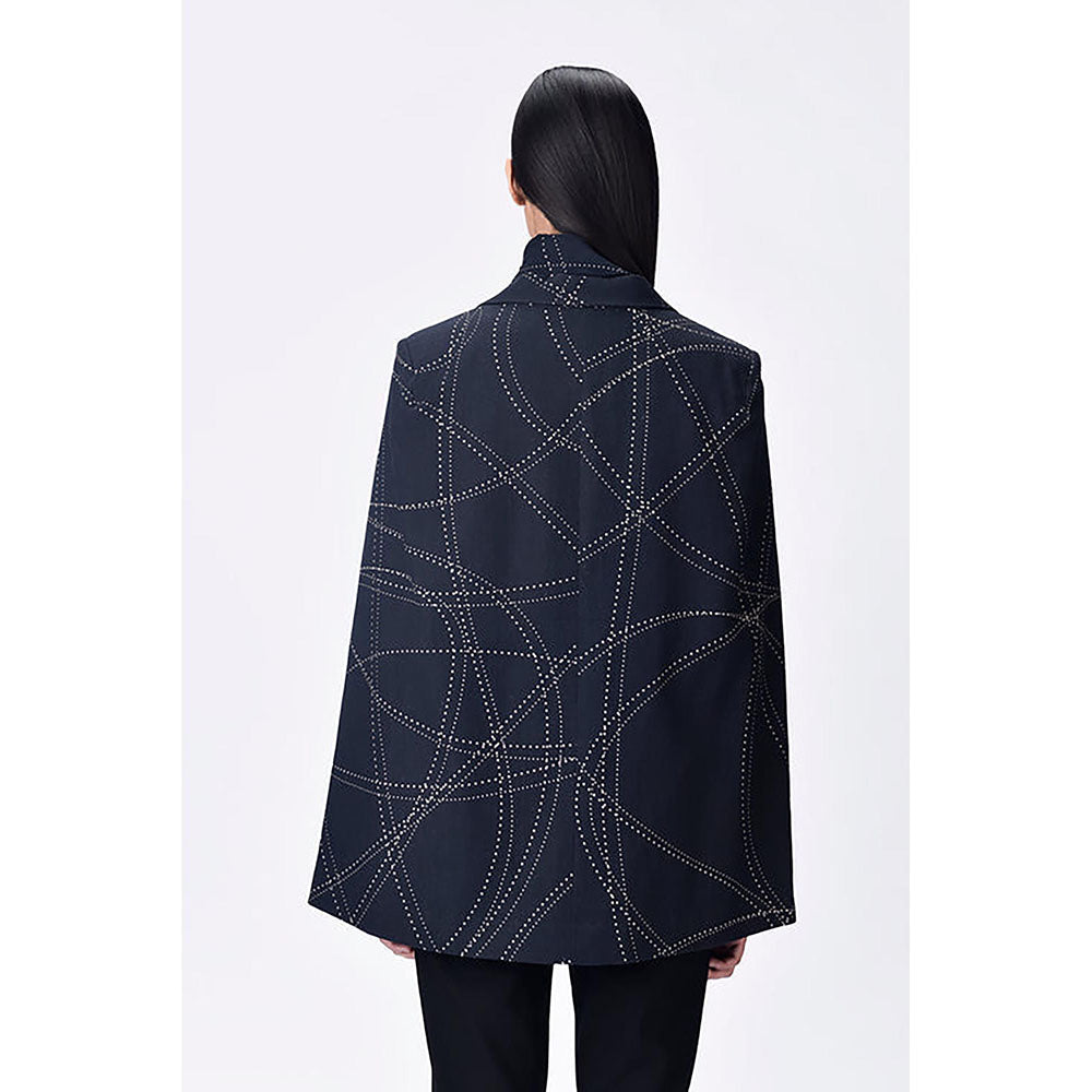 Genes Lecoanet Hemant Black Linen Printed Jacket