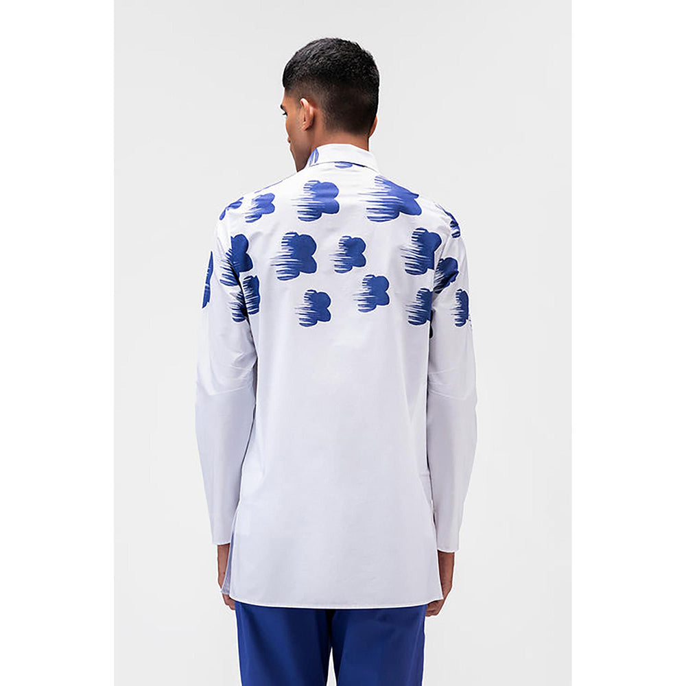 Genes Lecoanet Hemant Poplin Collar Neck Printed Regular Fit White Kurta