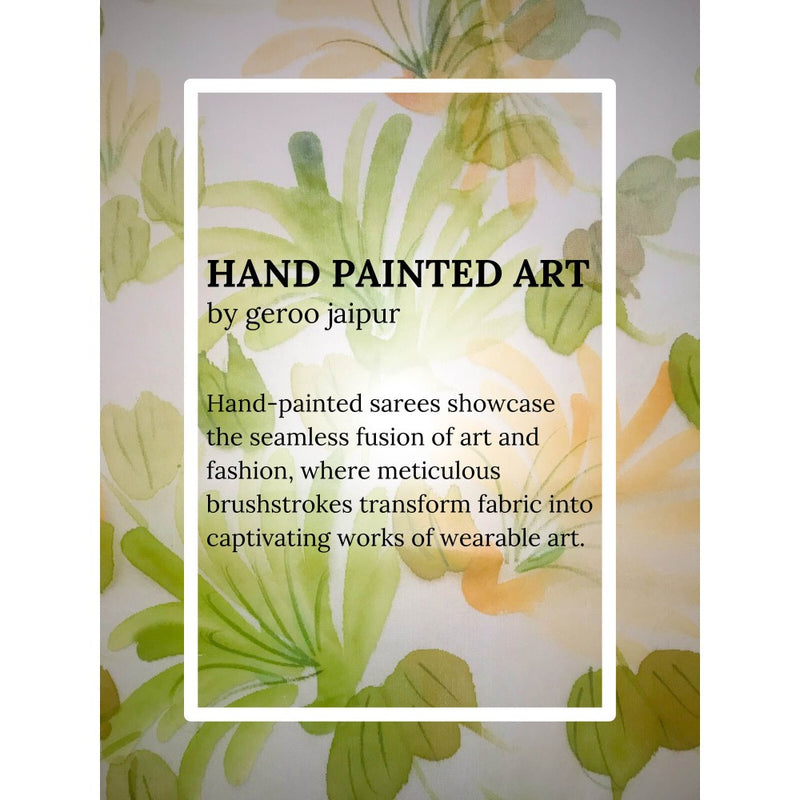 Geroo Luxe Pink Organza Hand Painted Saree