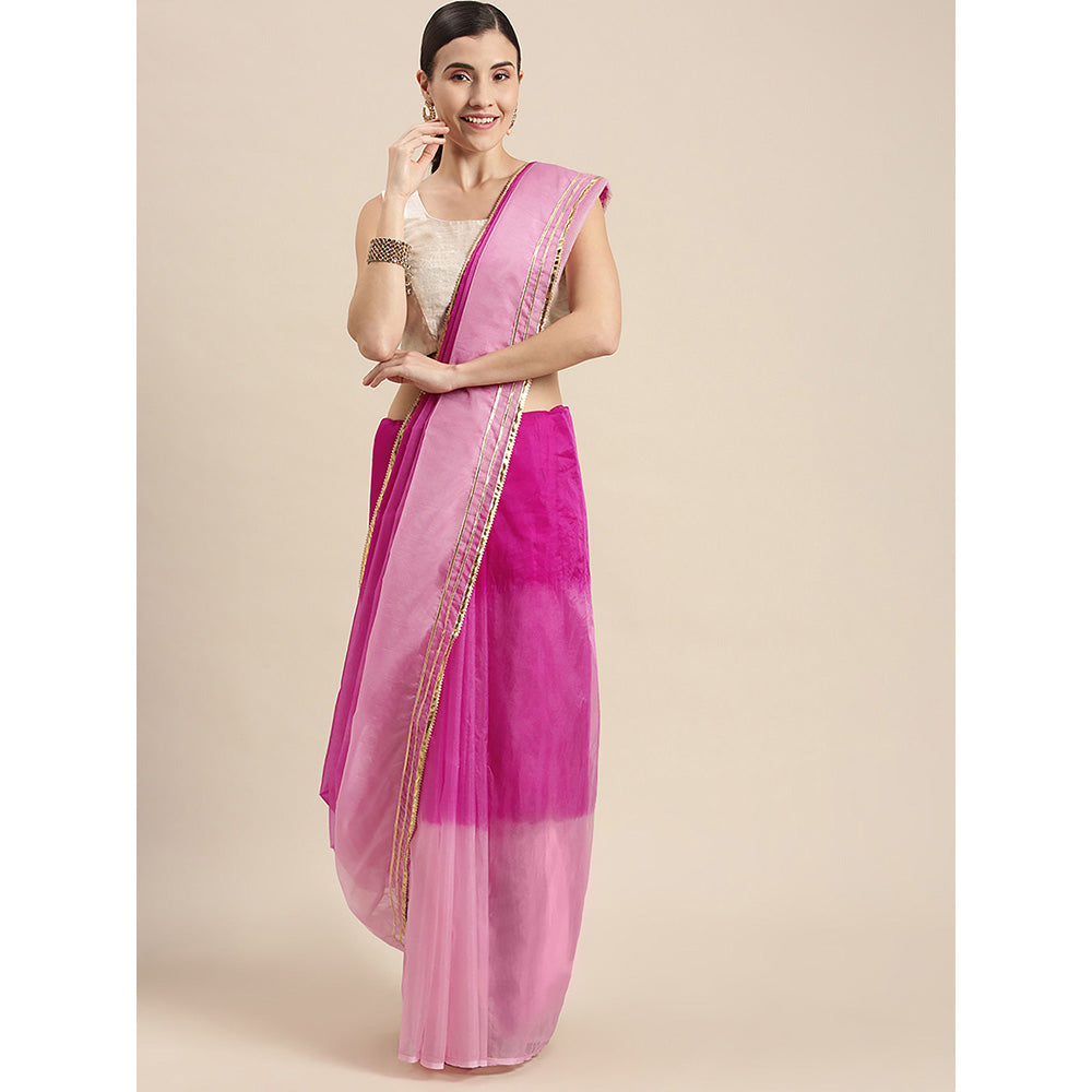 Geroo Jaipur Pink Shaded Organza Saree