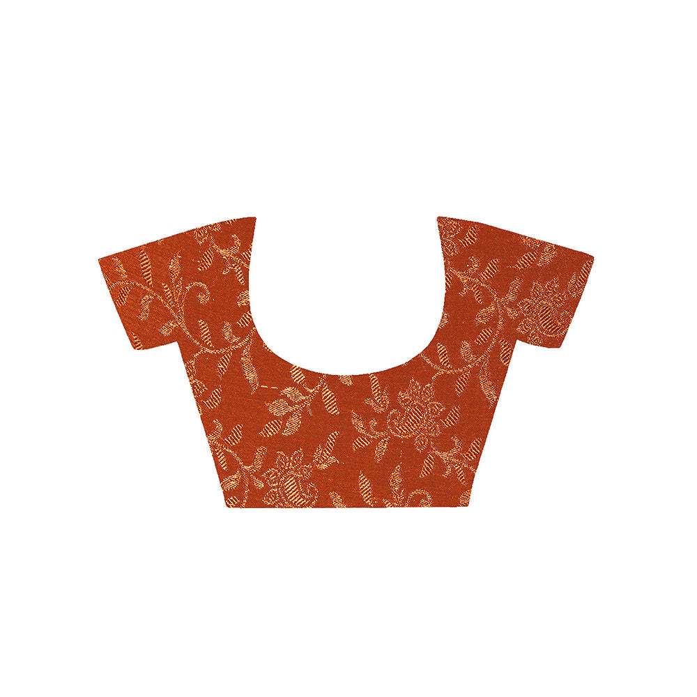 Geroo Jaipur Orange And Yellow Pre-Stitched Chiffon Saree with Unstitched Blouse