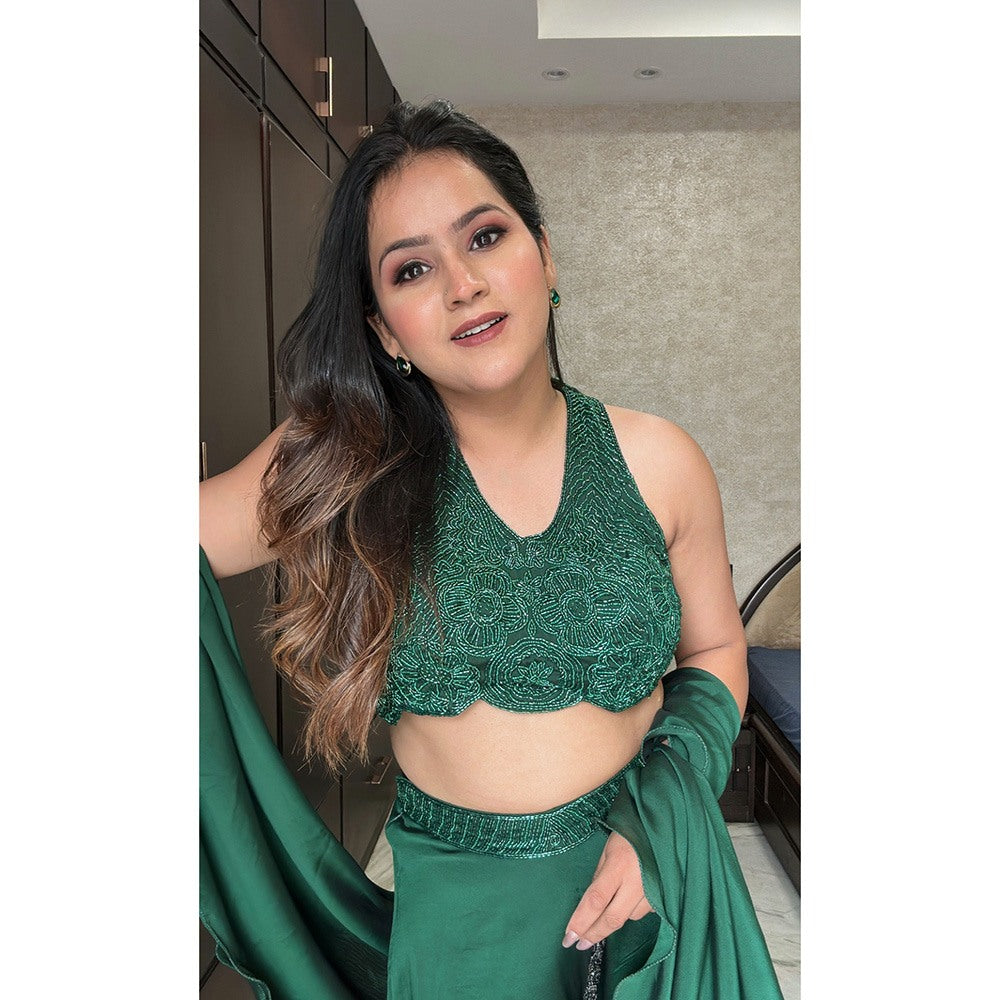 Glamique by Gungun Green Sharara with Blouse and Dupatta (Set of 3)